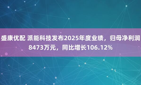 盛康优配 派能科技发布2025年度业绩，归母净利润8473万元，同比增长106.12%